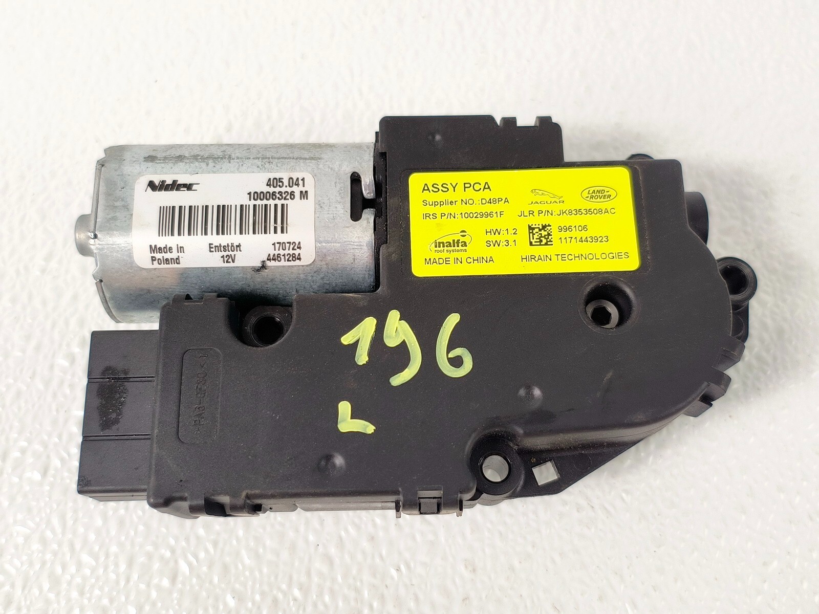 17-20 JAGUAR F-PACE SUNROOF OVERHEAD GLASS SUN ROOF SHADE MOTOR ACTUATOR