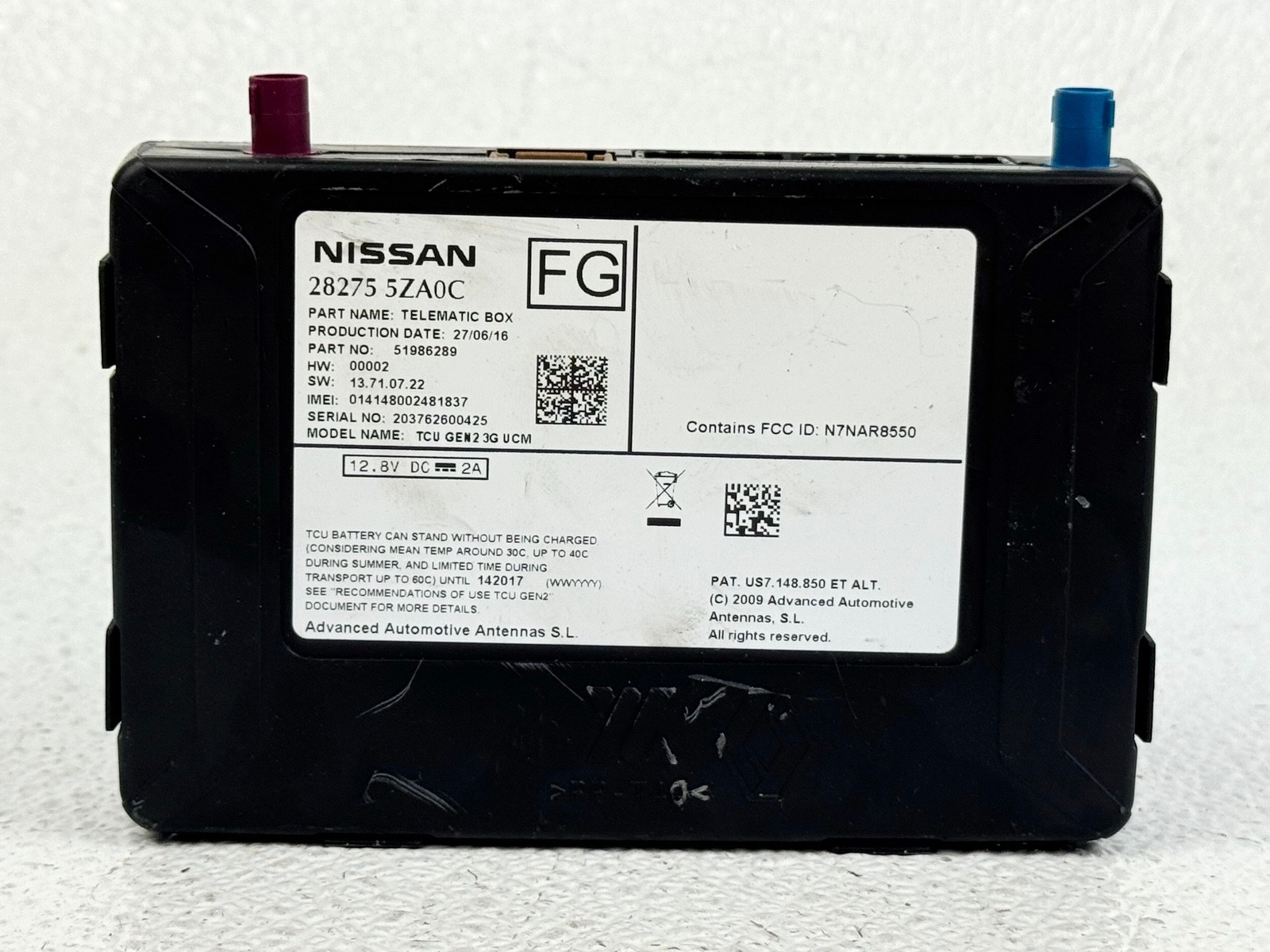 16-18 INFINITI Q50 COMMUNICATION TELEMATICS CONTROL MODULE COMPUTER UNIT
