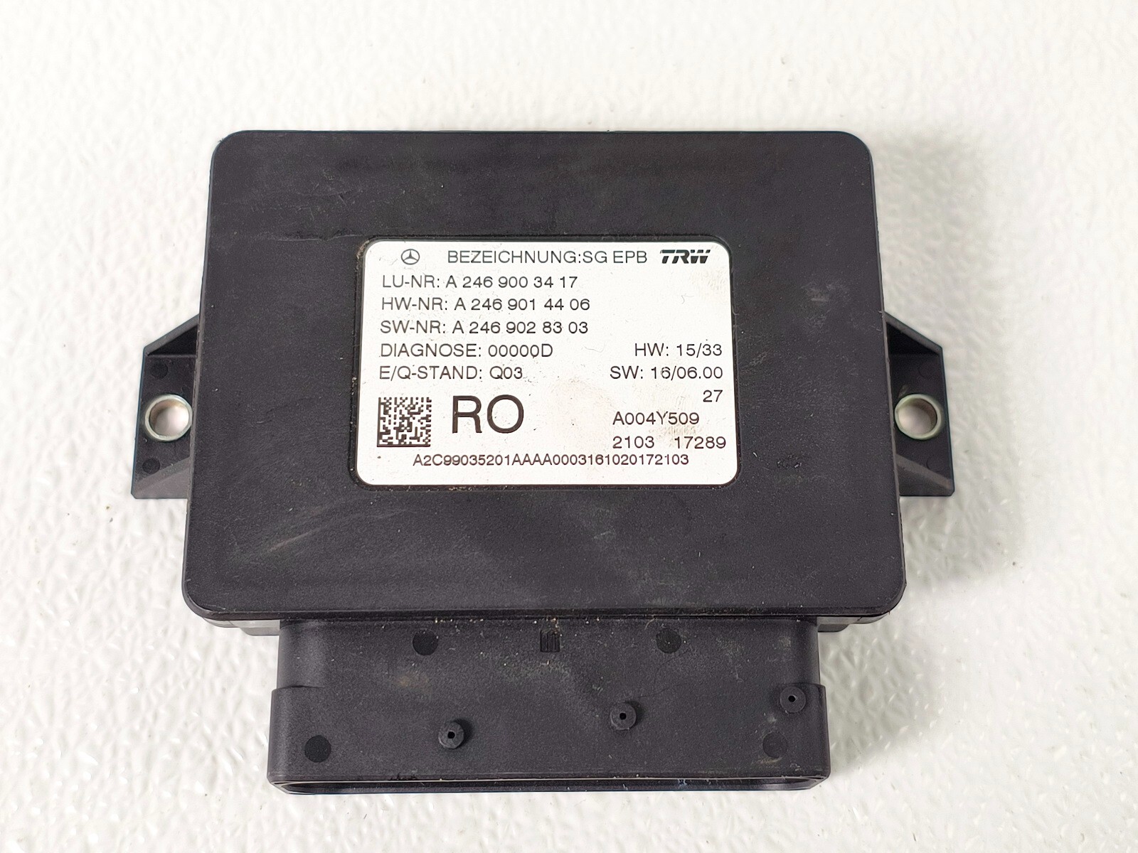 17-19 INFINITI QX30 ELECTRIC PARKING BRAKE COMPUTER CONTROL MODULE UNIT